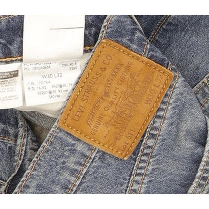 Levi's 511 Men Blue Straight Slim Stretch Jeans W30 L30