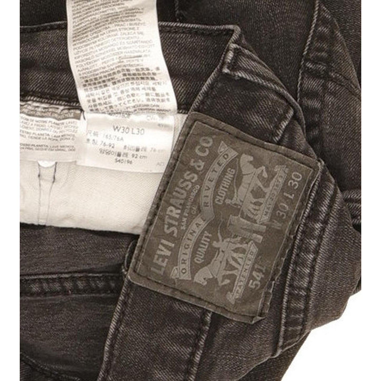 Levi's 541 Men Black Straight Slim Stretch Jeans W30 L29