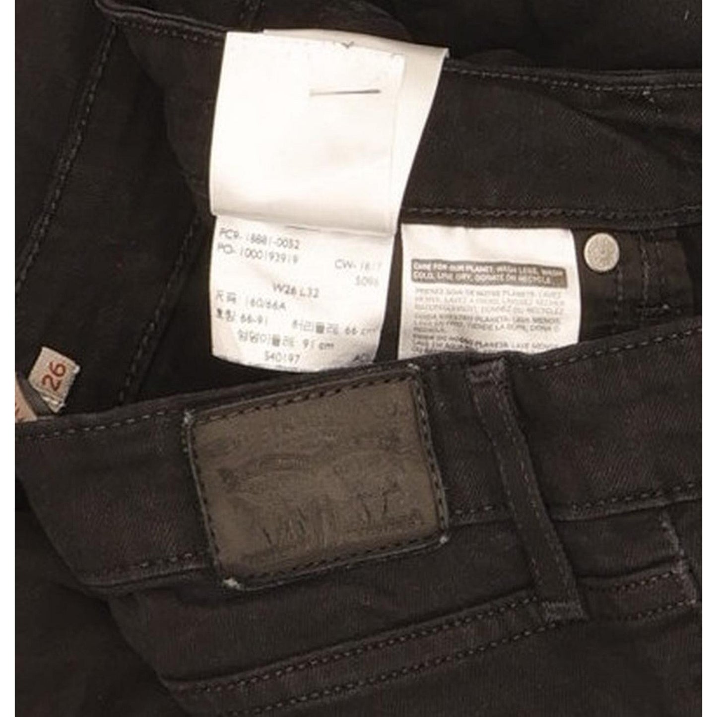 Levi's 711 Women Black Skinny Slim Stretch Jeans W26 L31