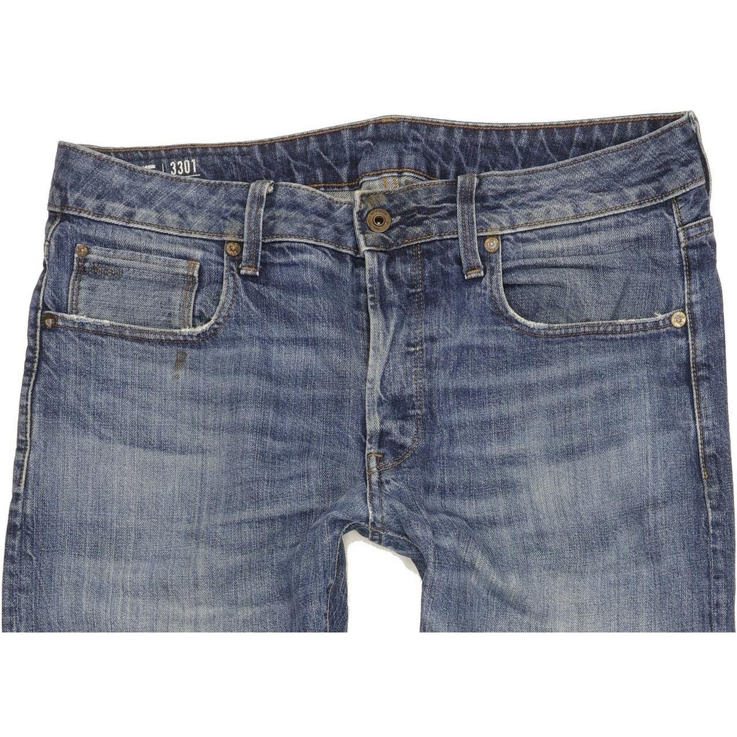G-Star 3301 Men Blue Straight Regular Jeans W33 L35