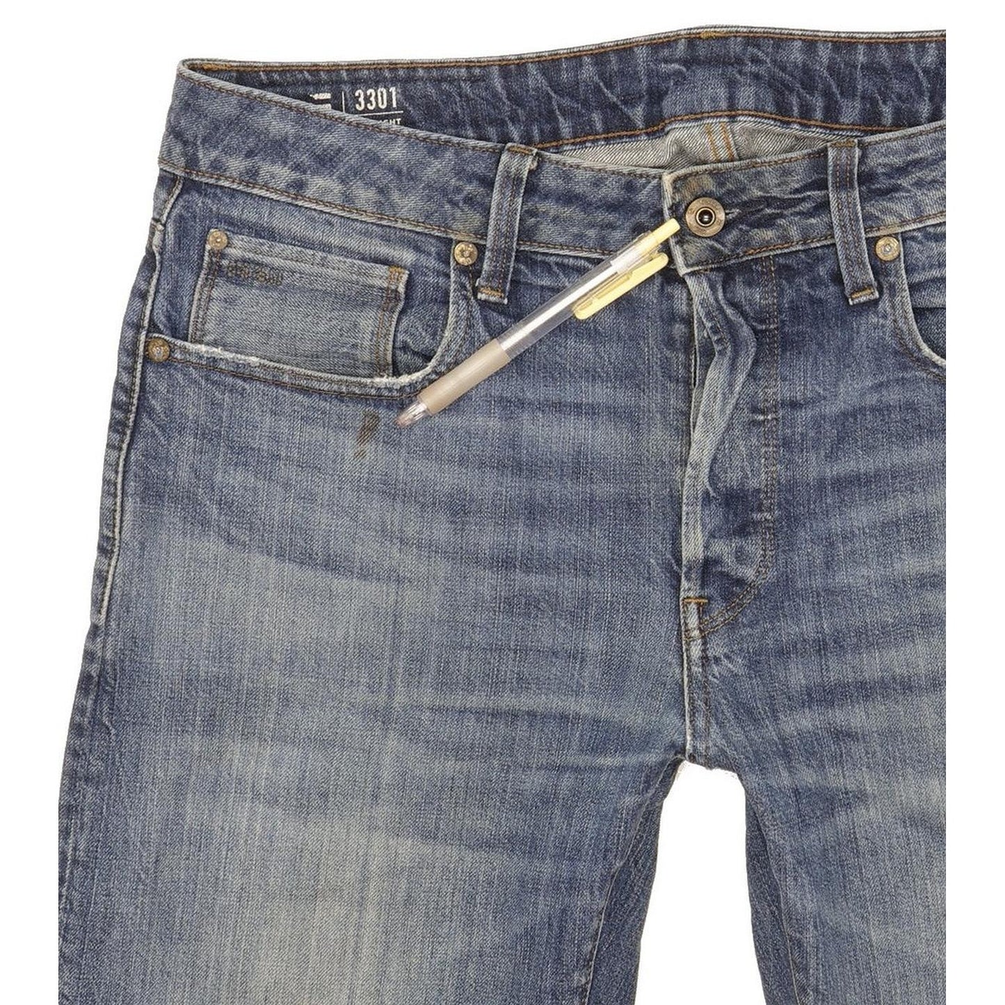 G-Star 3301 Men Blue Straight Regular Jeans W33 L35