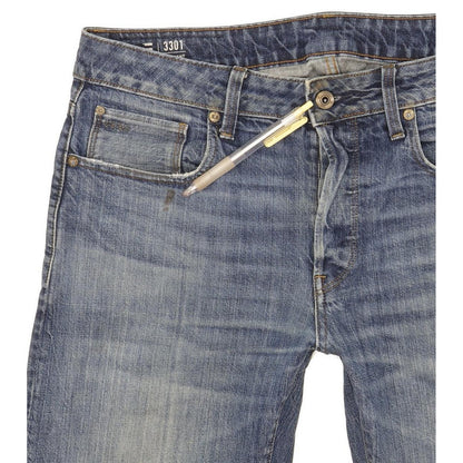 G-Star 3301 Men Blue Straight Regular Jeans W33 L35