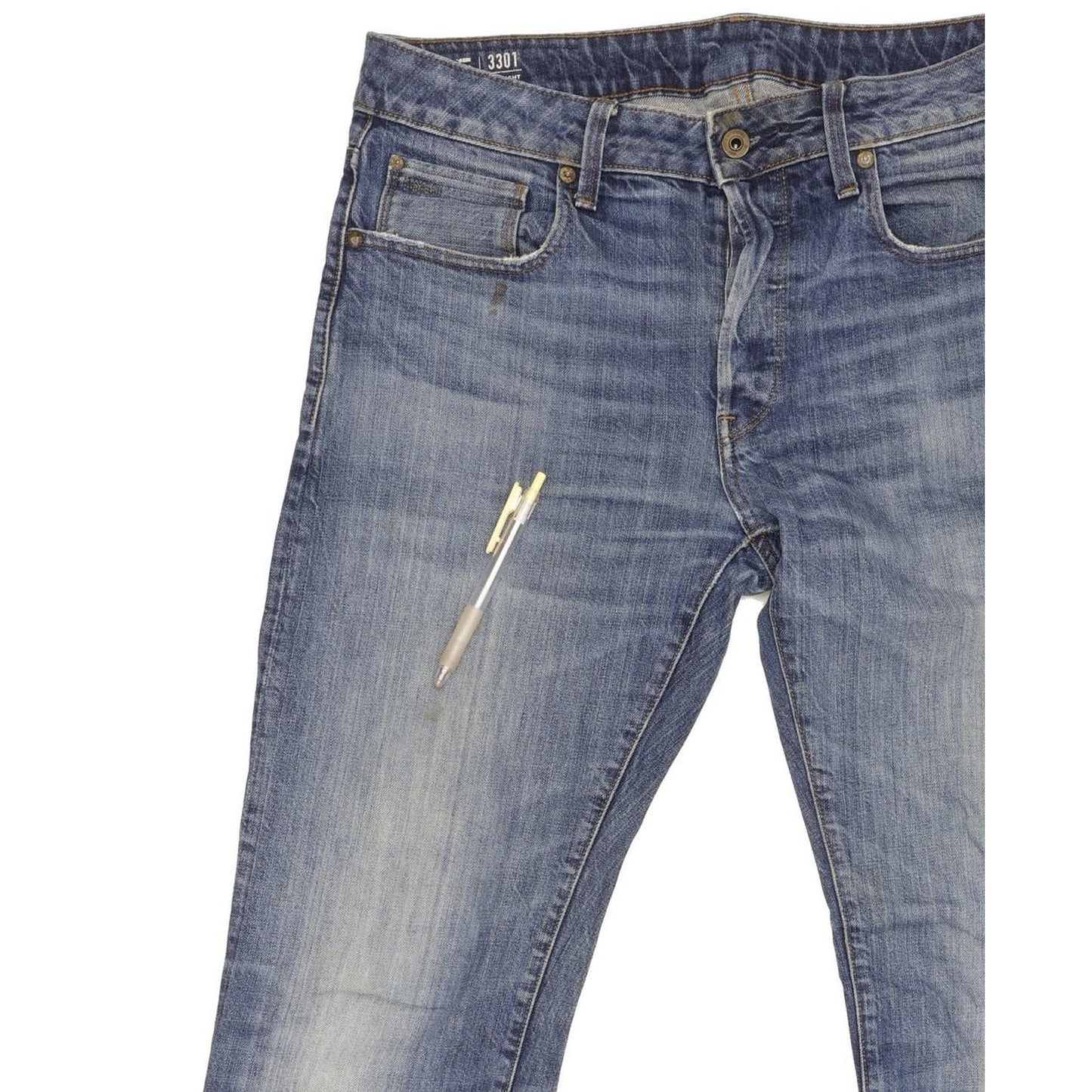 G-Star 3301 Men Blue Straight Regular Jeans W33 L35