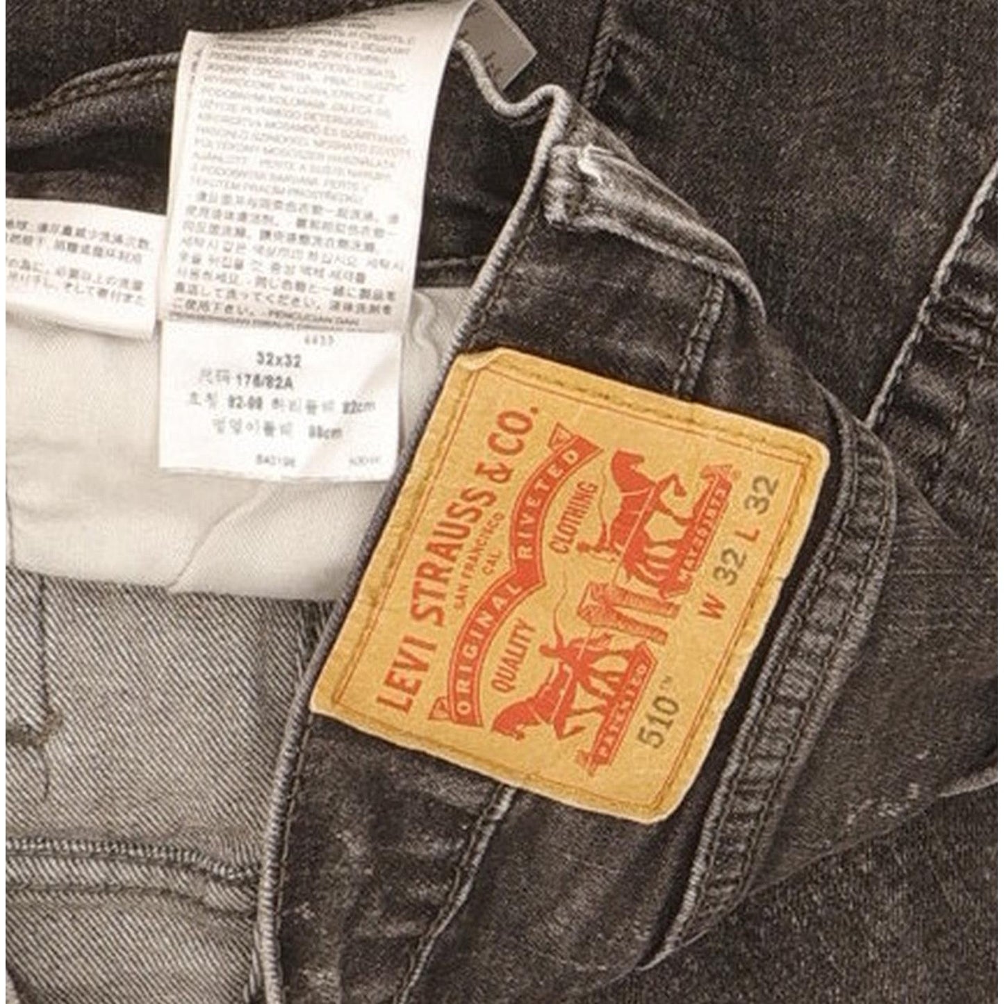 Levi's 510 Men Black Skinny Slim Stretch Jeans W32 L31