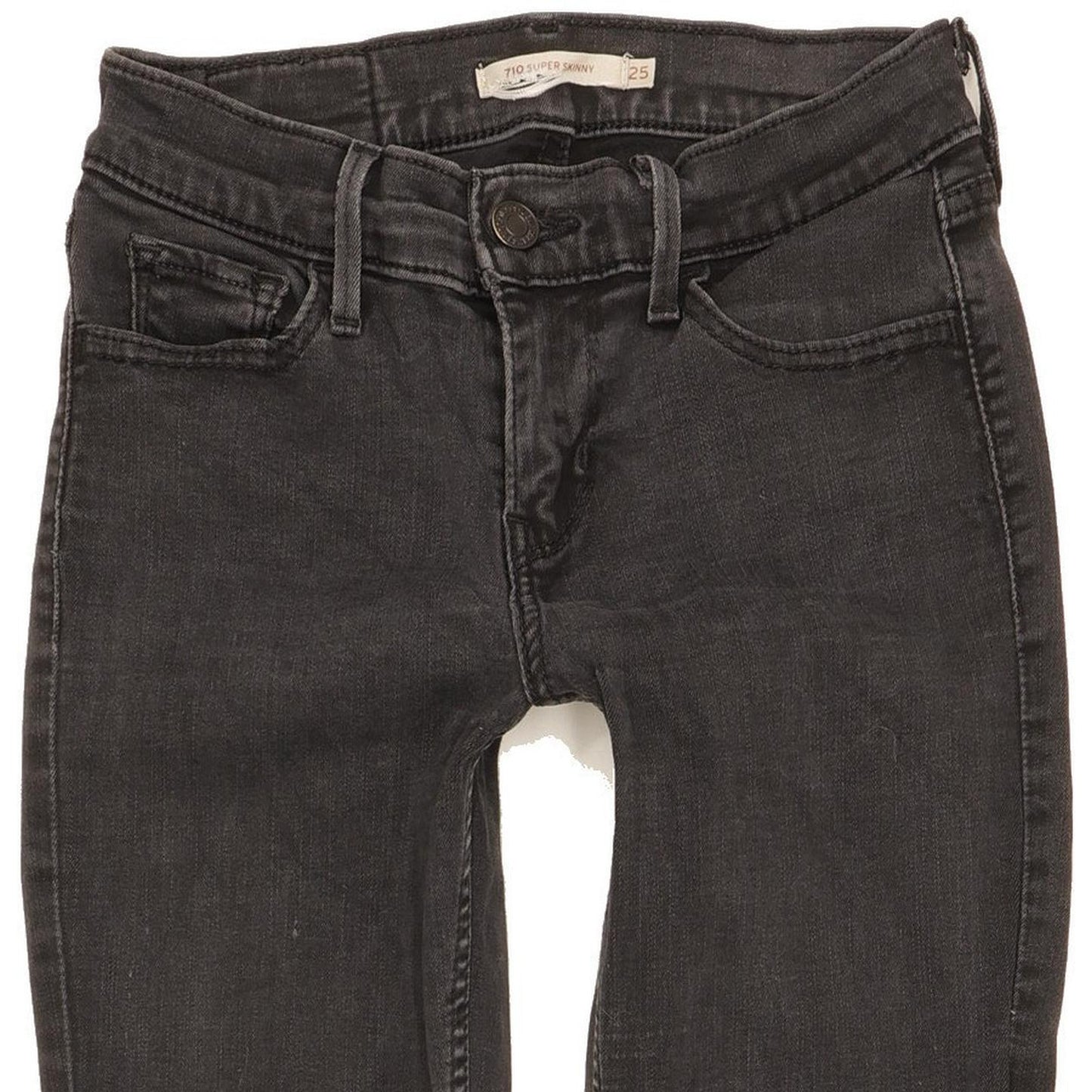 Levi's 710 Super Women Black Skinny Slim Stretch Jeans W25 L29