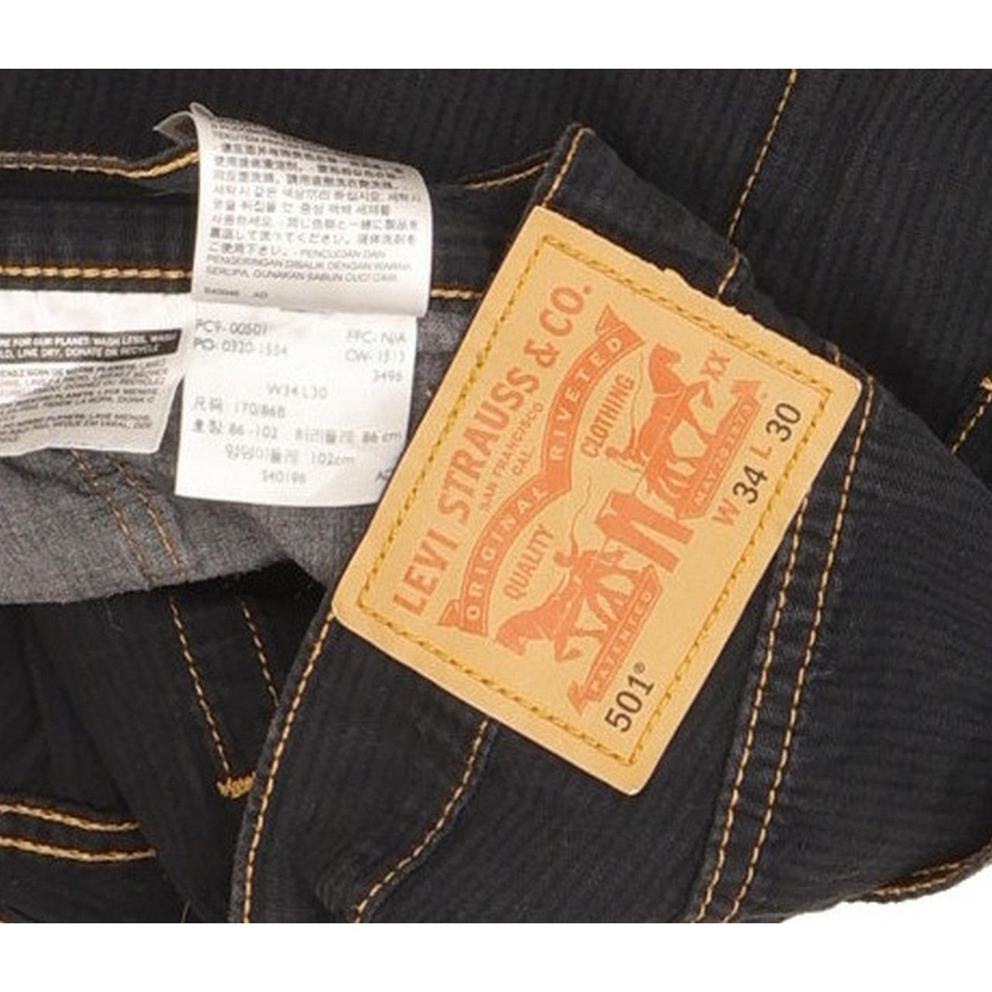 Levi's 501 Men Navy Straight Regular Trousers W34 L30