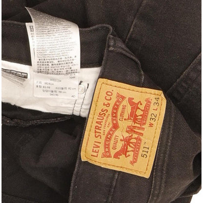 Levi's 511 Men Black Straight Slim Stretch Jeans W32 L33