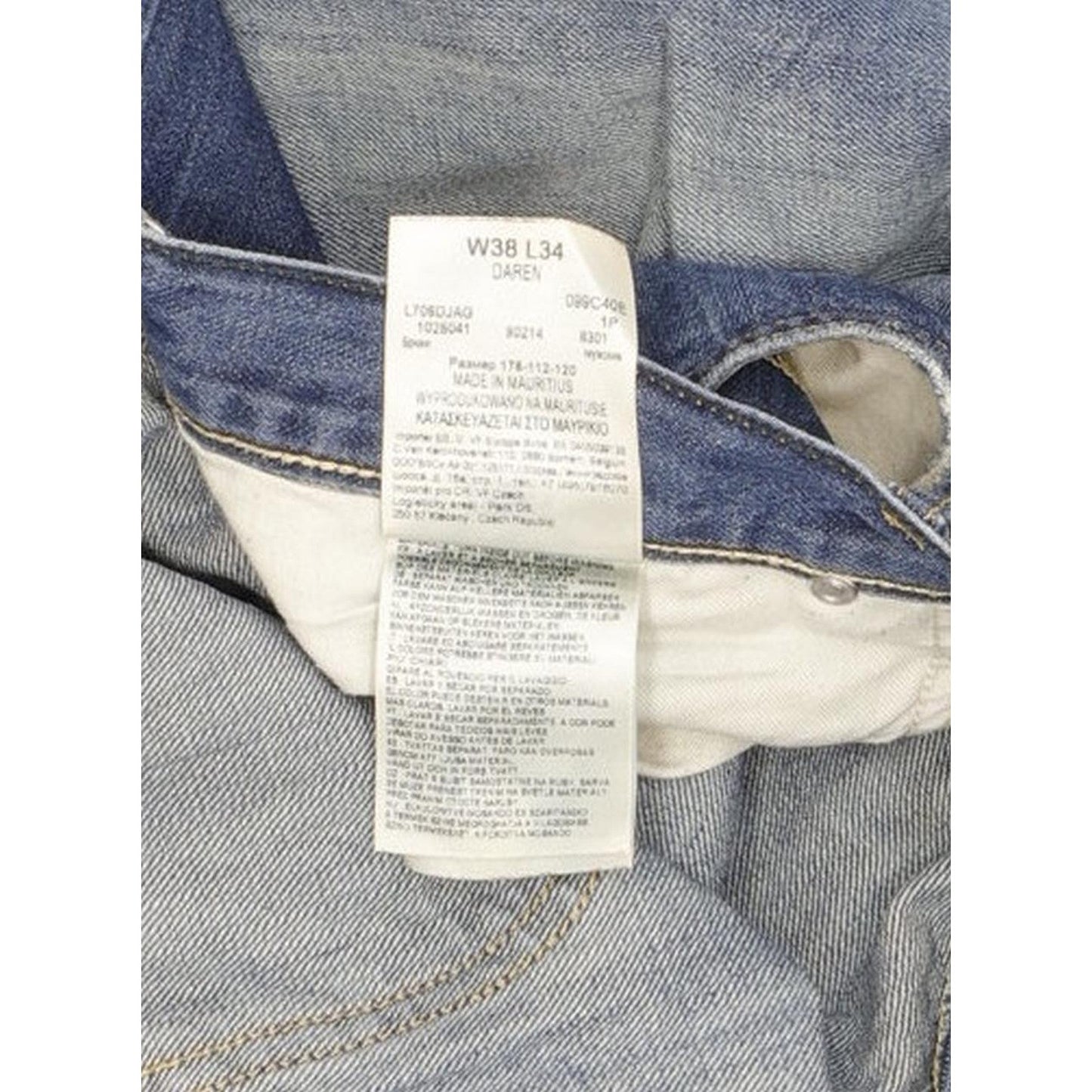 Lee Daren Men Blue Straight Slim Jeans W38 L34