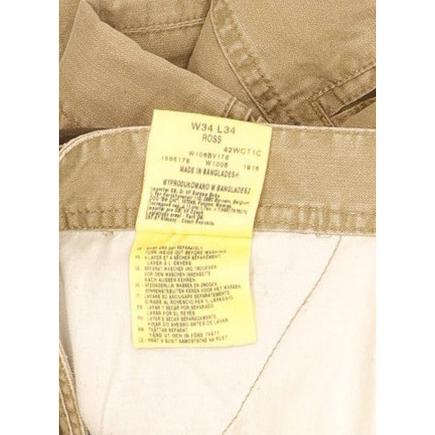 Wrangler Ross Men Beige Straight Regular Jeans W34 L34