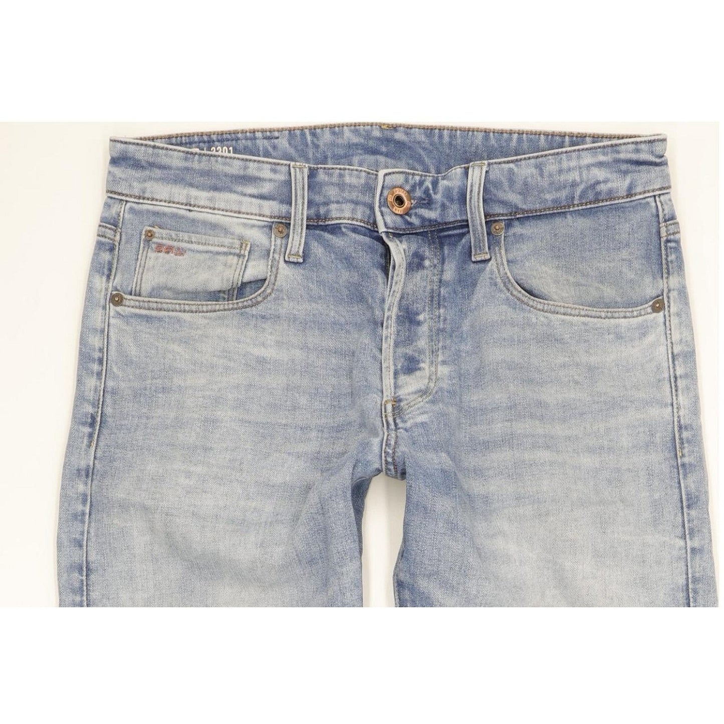 G-Star 3301 Men Blue Straight Slim Stretch Jeans W31 L30