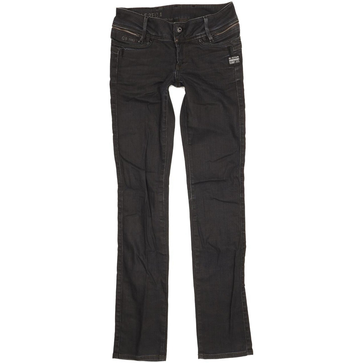 G-Star Berlin Women Black Straight Slim Stretch Jeans W25 L33
