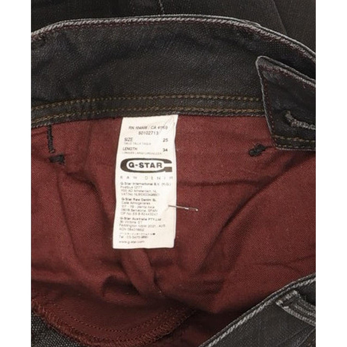 G-Star Berlin Women Black Straight Slim Stretch Jeans W25 L33