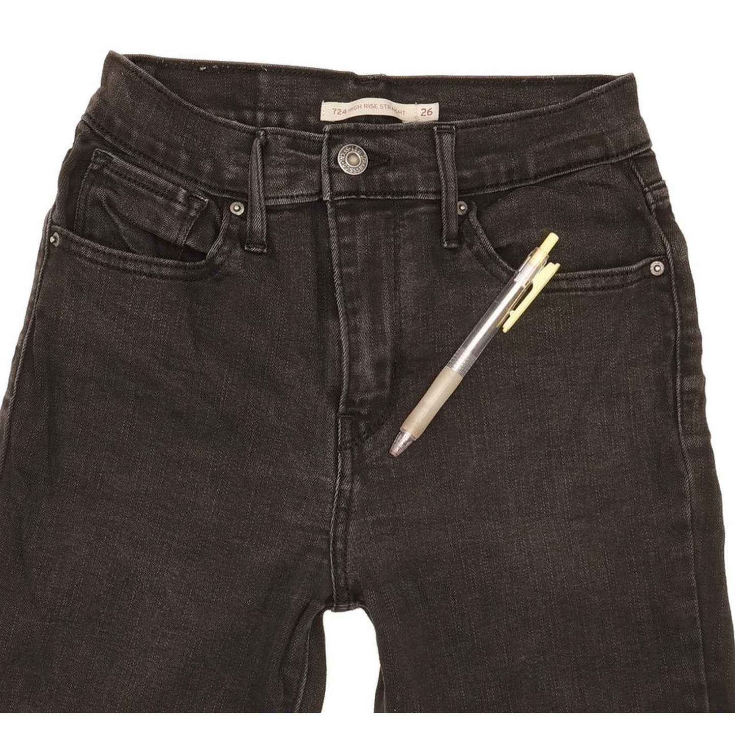 Levi's 724 Women Black Straight Slim Stretch Jeans W26 L27