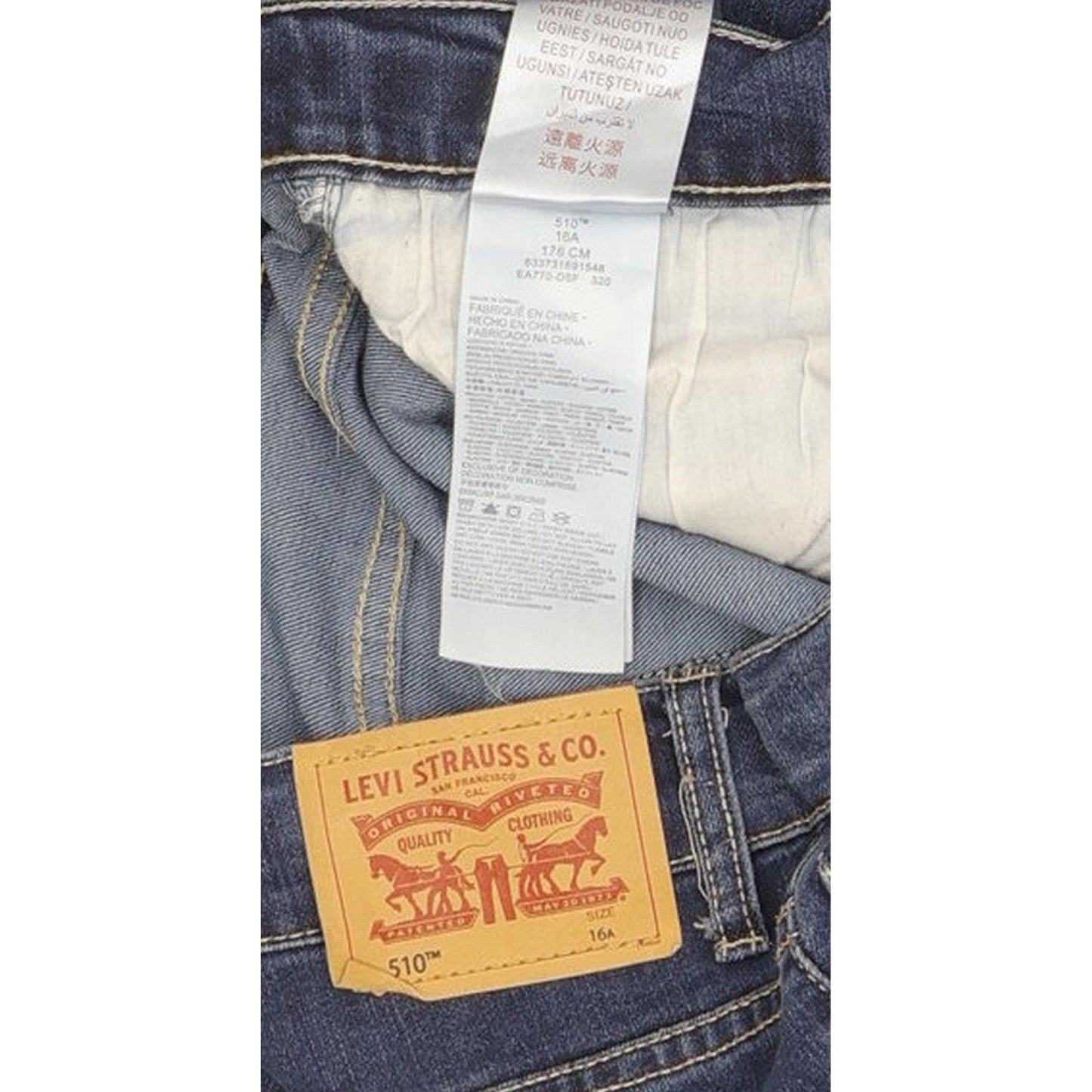 Levi's 510 Kids Blue Skinny Slim Stretch Jeans W28 L32