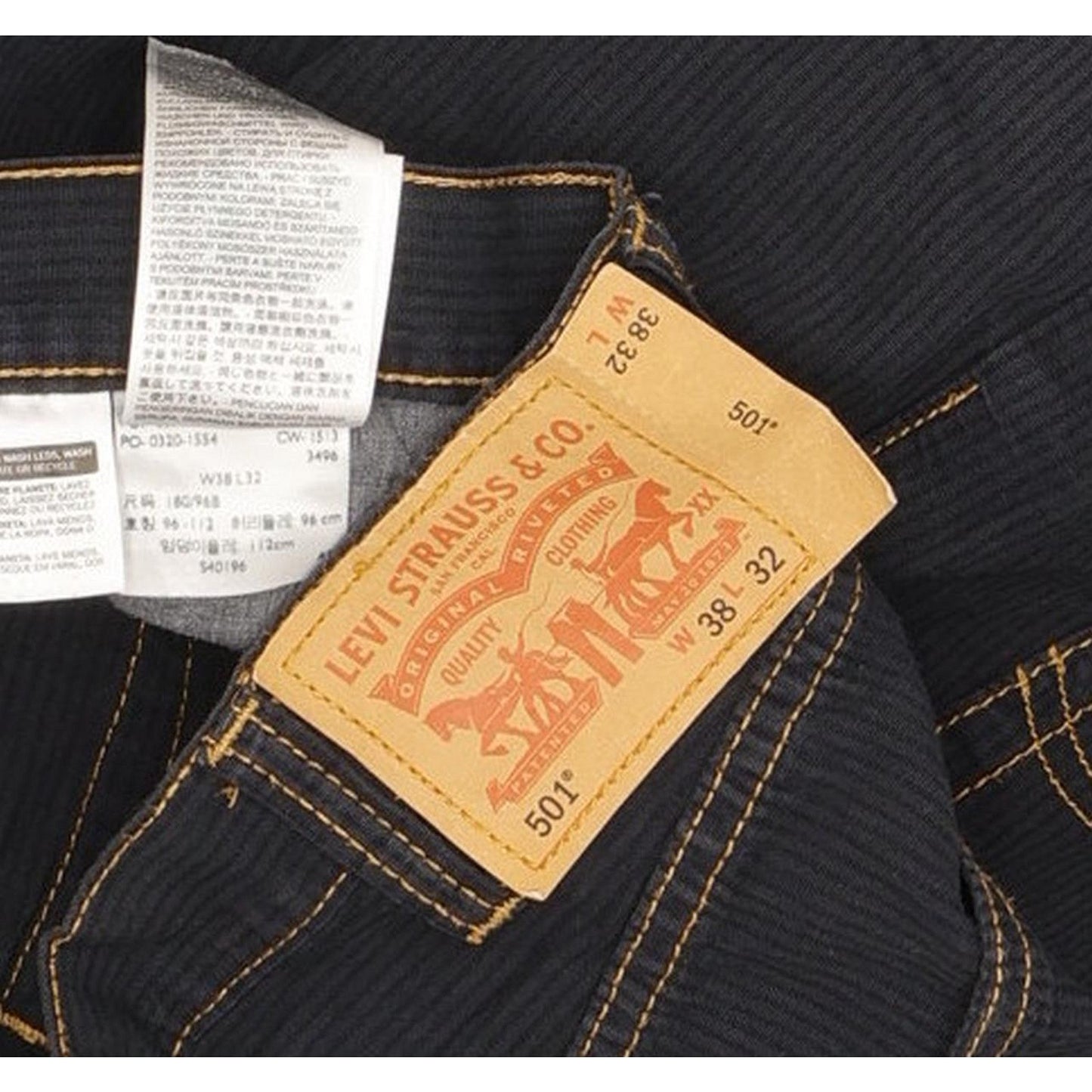 Levi's 501 Men Navy Straight Regular Trousers W38 L31
