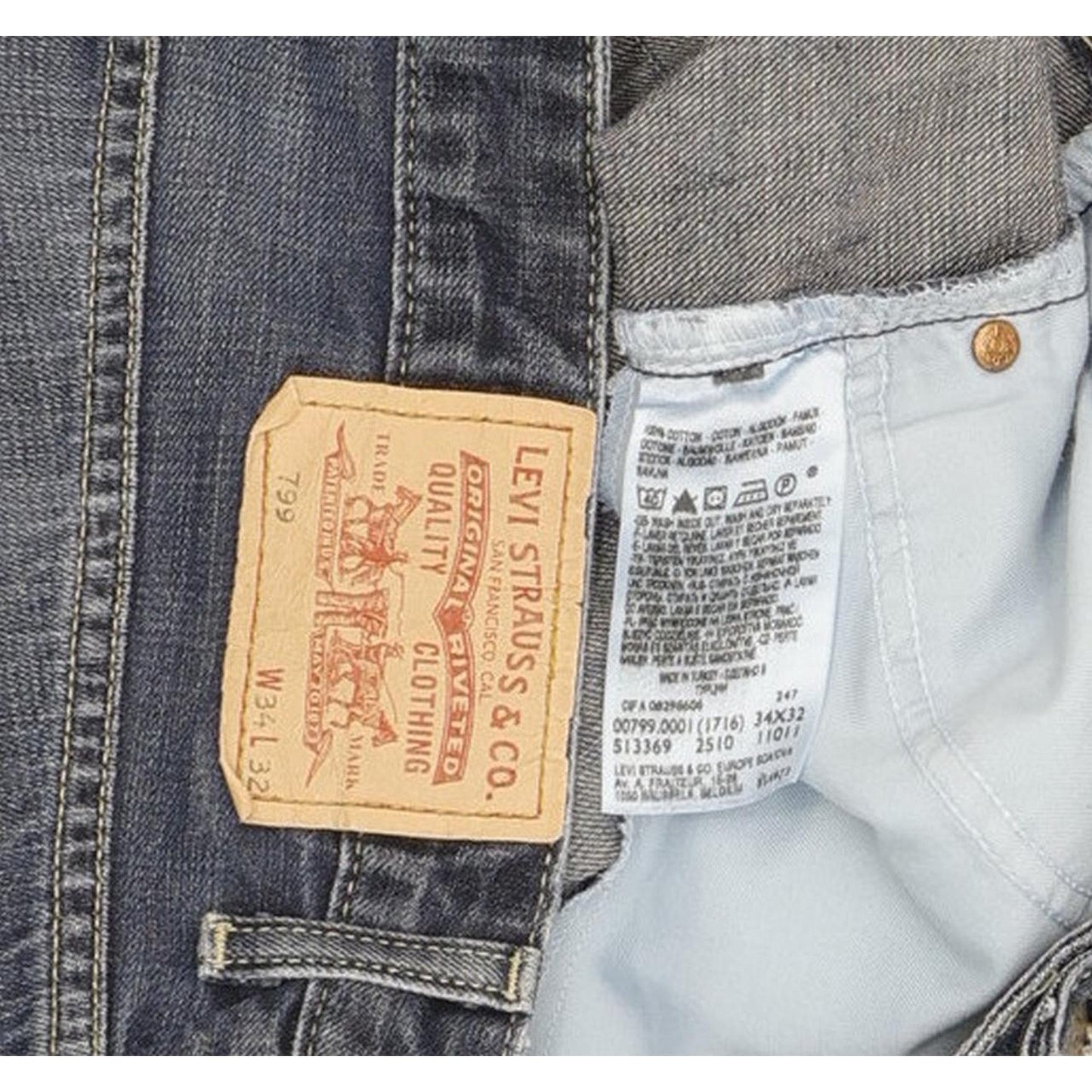 Levi's 799 Men Blue Straight Regular Jeans W34 L31