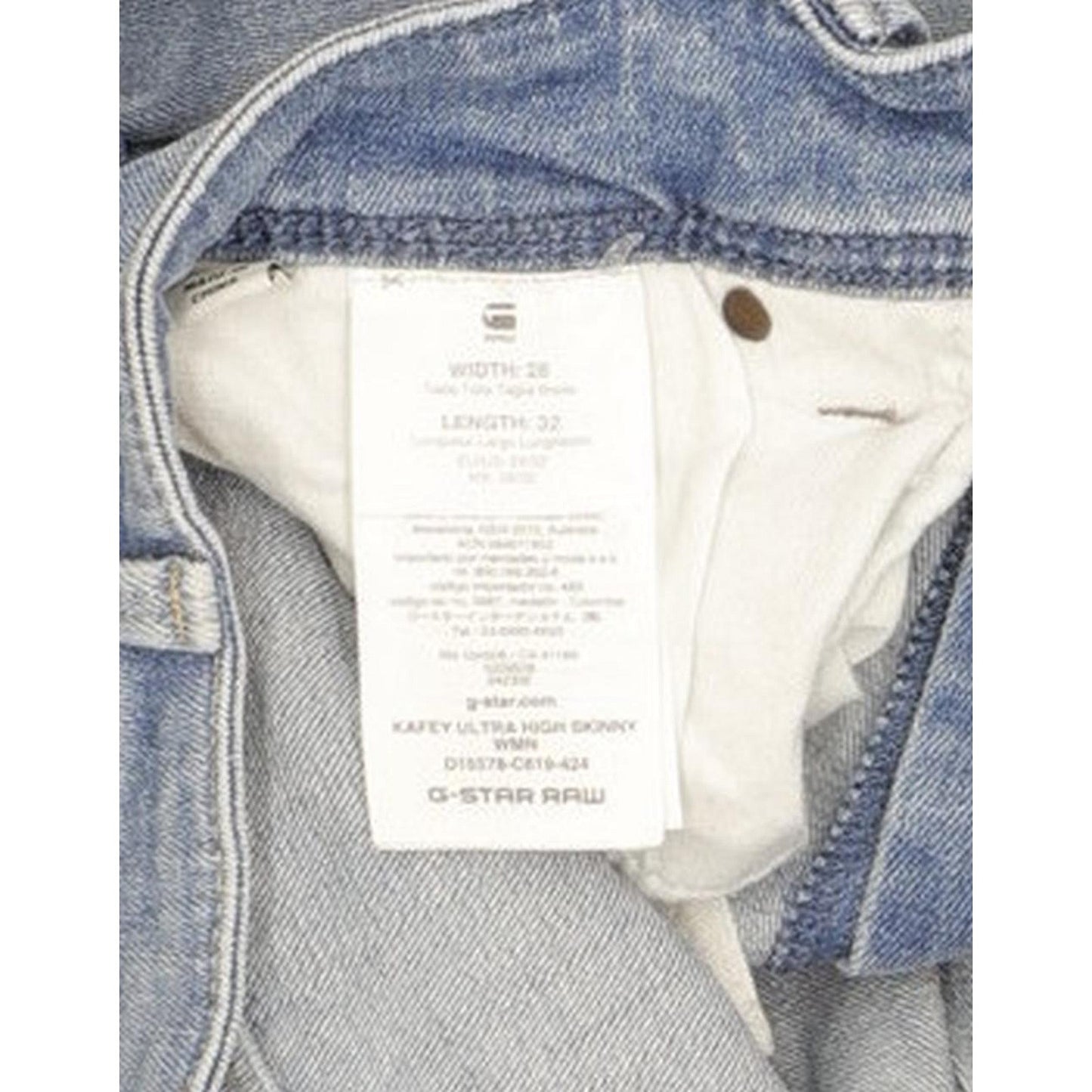 G-Star Kafey Ultra Blue Skinny Slim Stretch Jeans High Waisted W28 L32