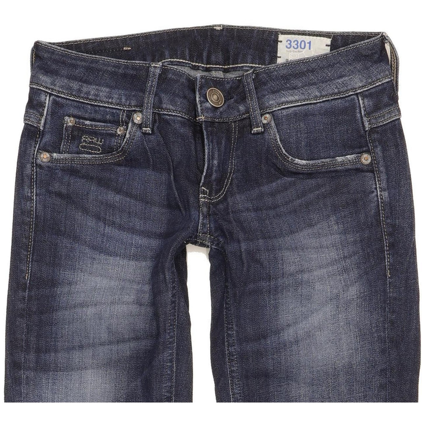 G-Star 3301 Women Blue Straight Slim Stretch Jeans W24 L30