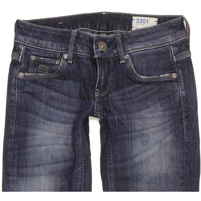 G-Star 3301 Women Blue Straight Slim Stretch Jeans W24 L30