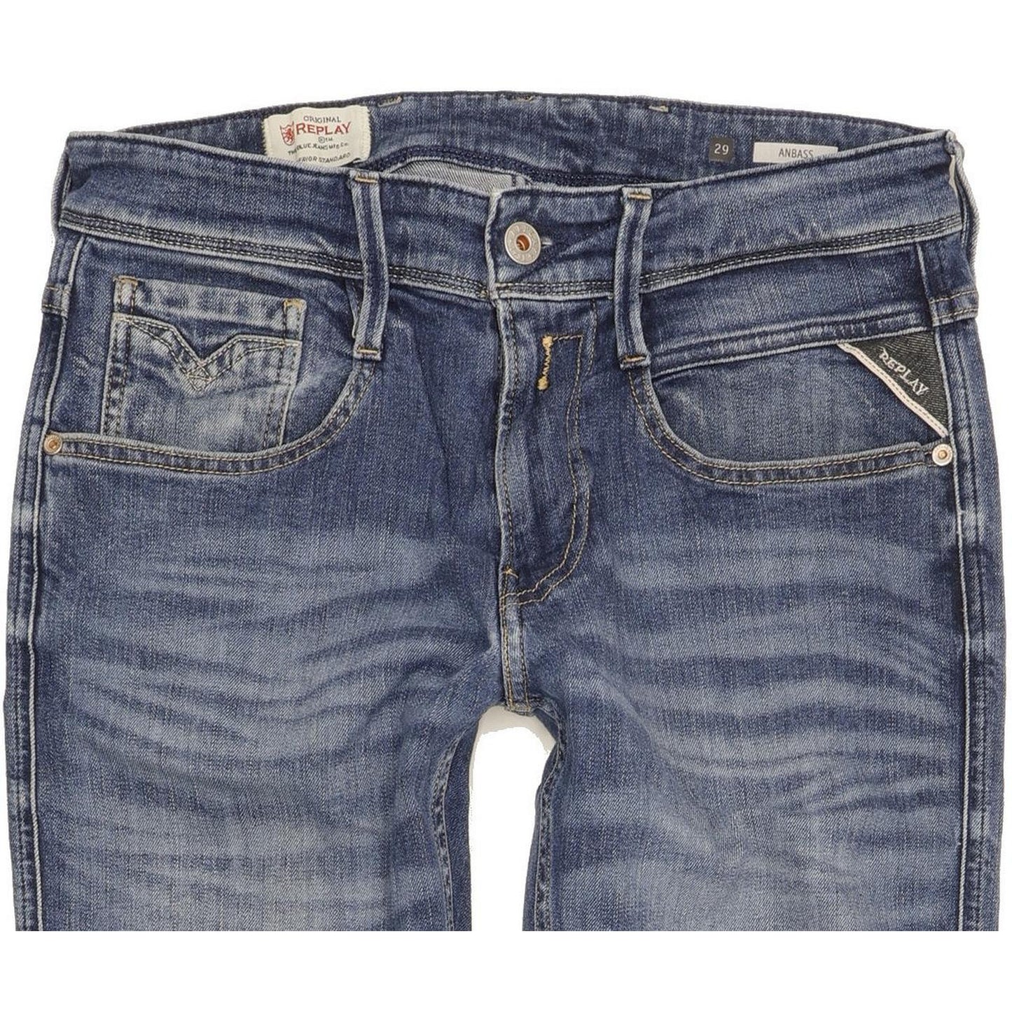Replay Anbass Men Blue Skinny Slim Stretch Jeans W29 L33