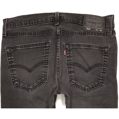 Levi's 512 Men Black Tapered Slim Stretch Jeans W33 L31