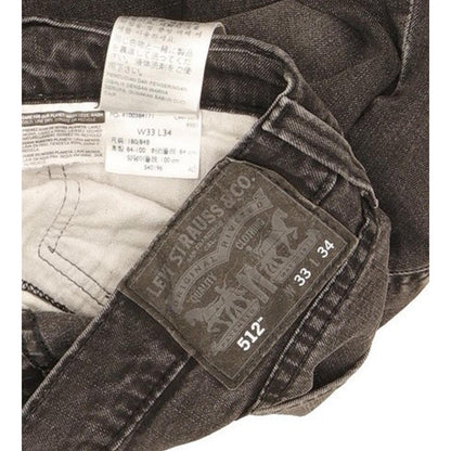 Levi's 512 Men Black Tapered Slim Stretch Jeans W33 L31