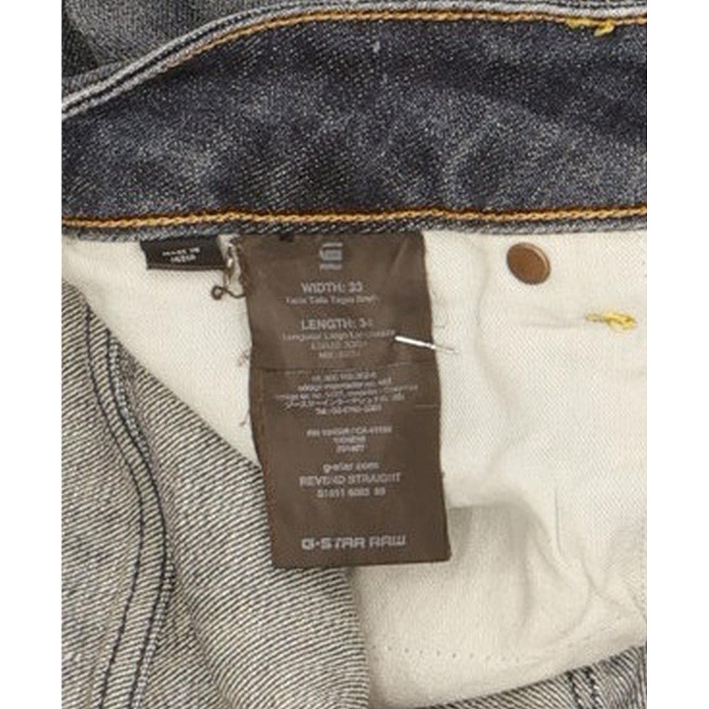 G-Star Revend Men Blue Straight Regular Stretch Jeans W33 L32