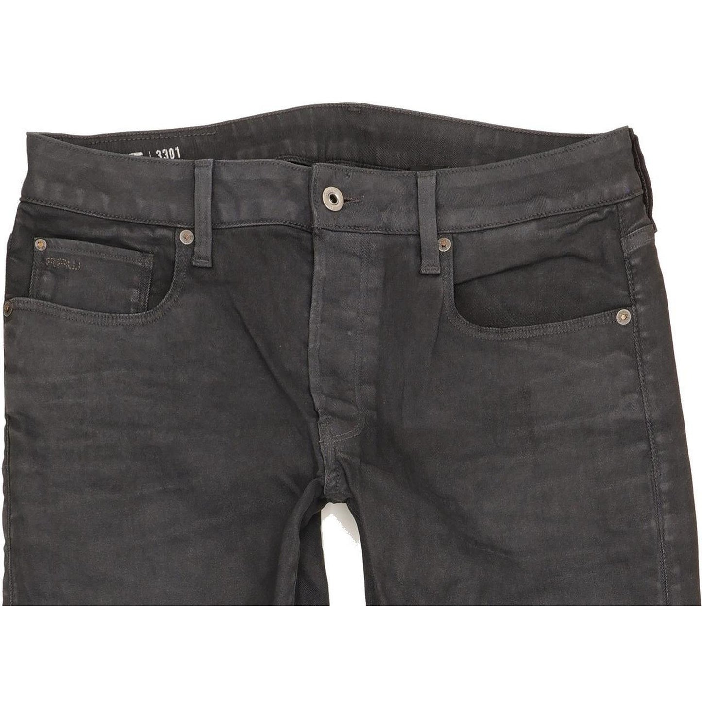 G-Star 3301 Men Grey Straight Slim Stretch Jeans W33 L28