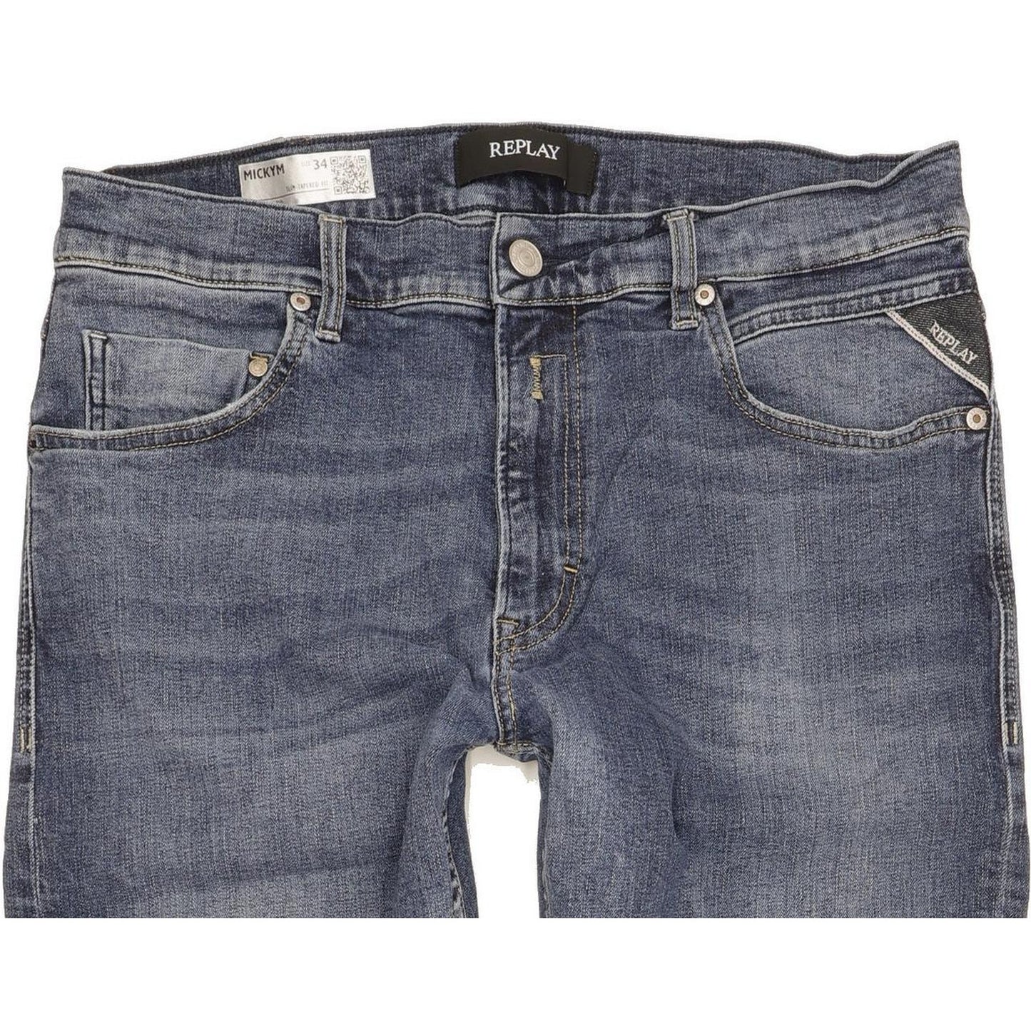 Replay Mickym Men Blue Tapered Slim Stretch Jeans W34 L30