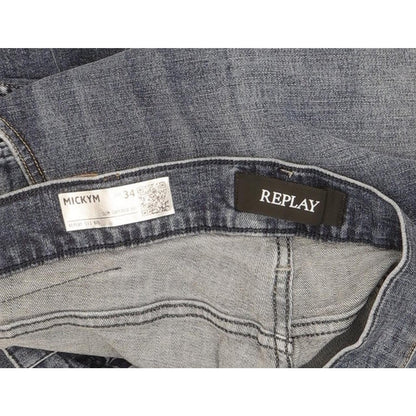 Replay Mickym Men Blue Tapered Slim Stretch Jeans W34 L30