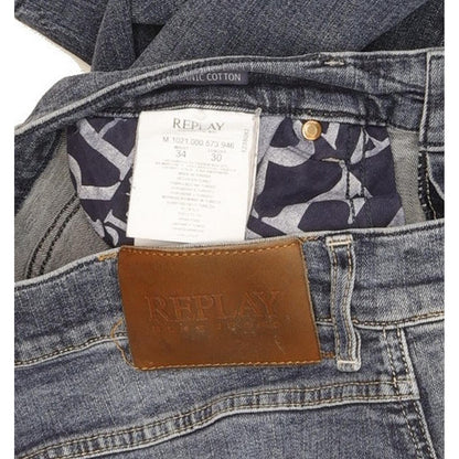 Replay Mickym Men Blue Tapered Slim Stretch Jeans W34 L30
