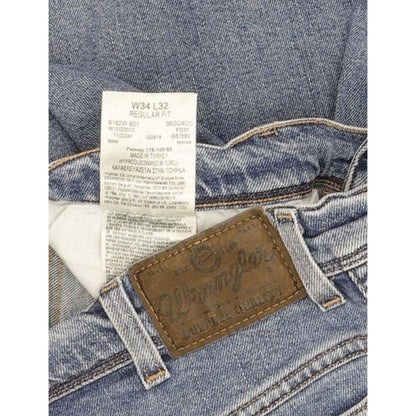 Wrangler Durable Quality Men Blue Straight Regular Stretch Jeans W34 L31