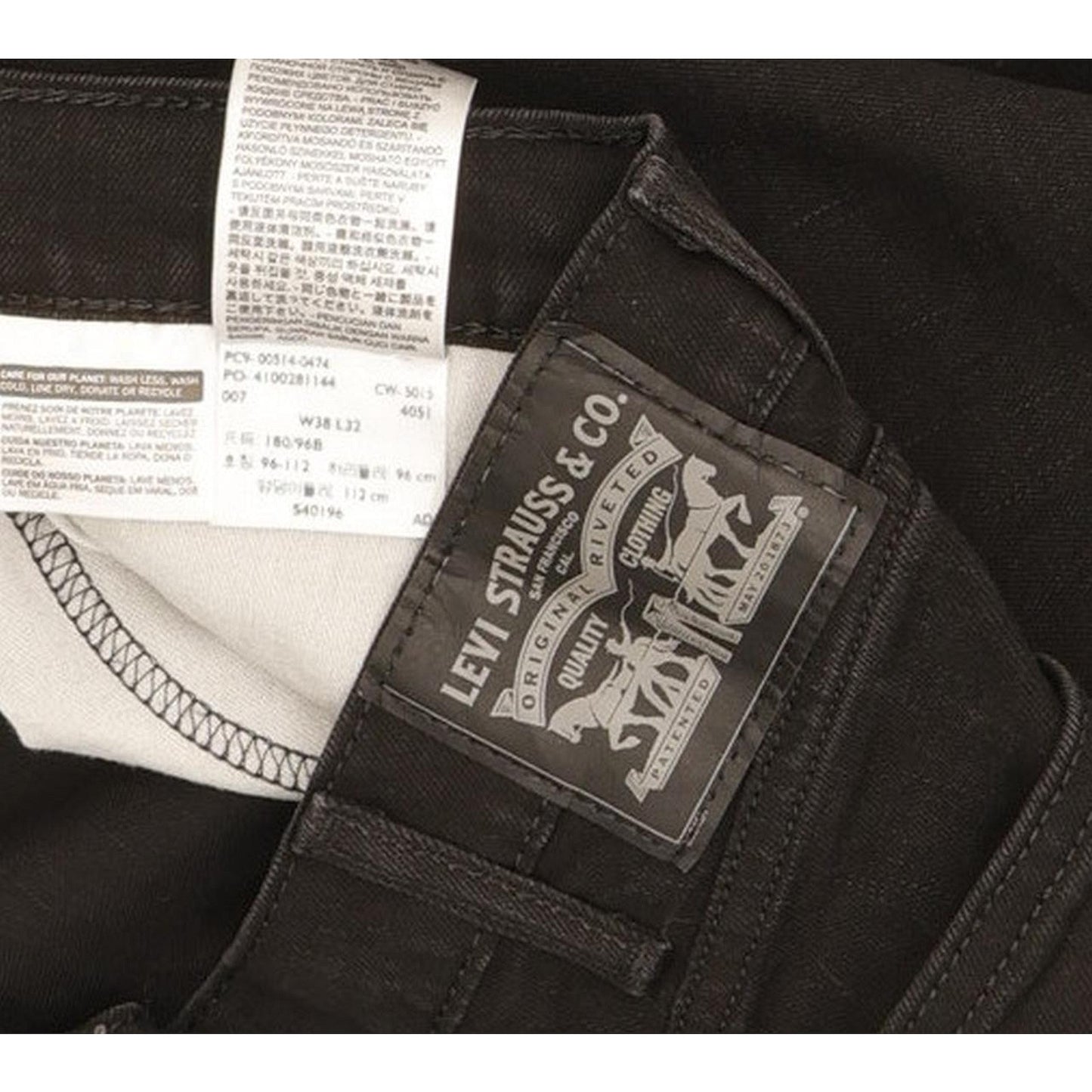 Levi's 514 Men Black Straight Slim Jeans W38 L32