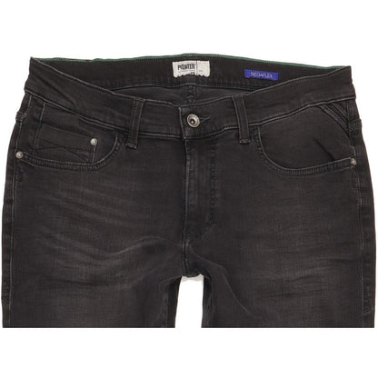 Pioneer Eric Men Black Straight Slim Stretch Jeans W34 L32