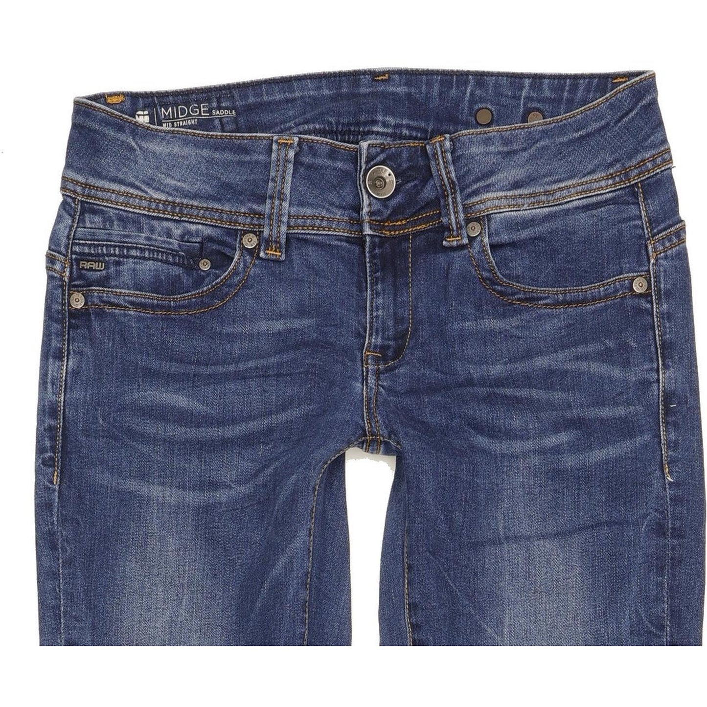 G-Star Midge Saddle Women Blue Straight Slim Stretch Jeans W27 L32