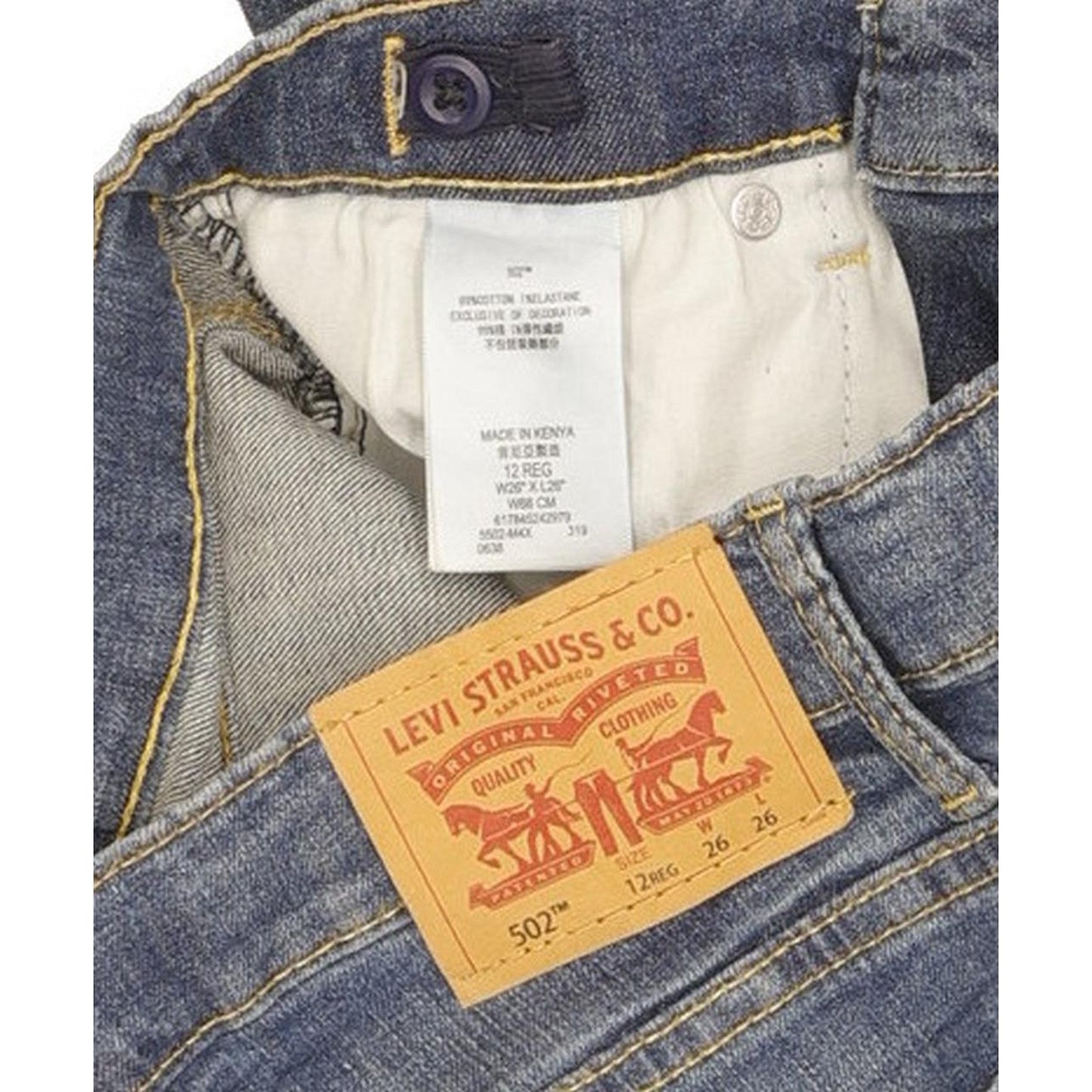 Levi's 502 Kids Blue Tapered Regular Stretch Jeans W26 L27