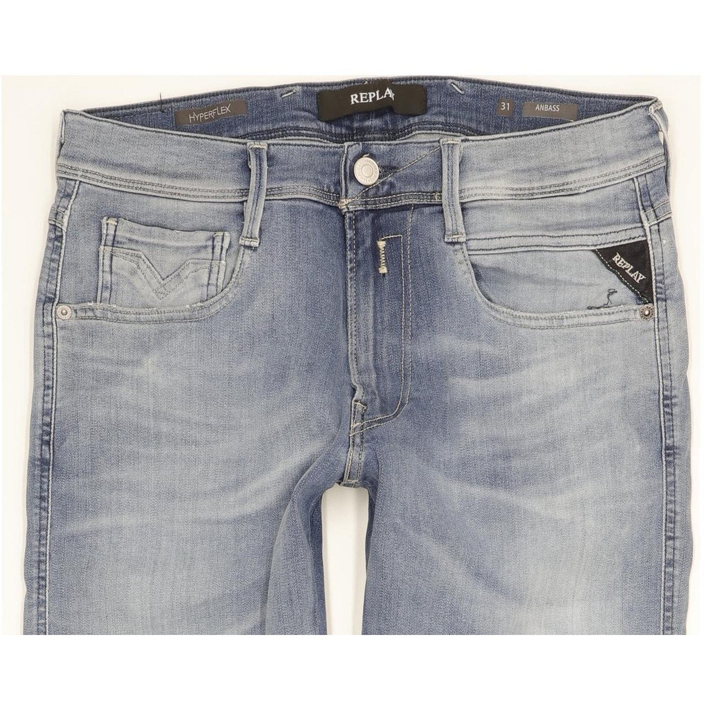 Replay Anbass Men Blue Straight Regular Stretch Jeans W31 L30