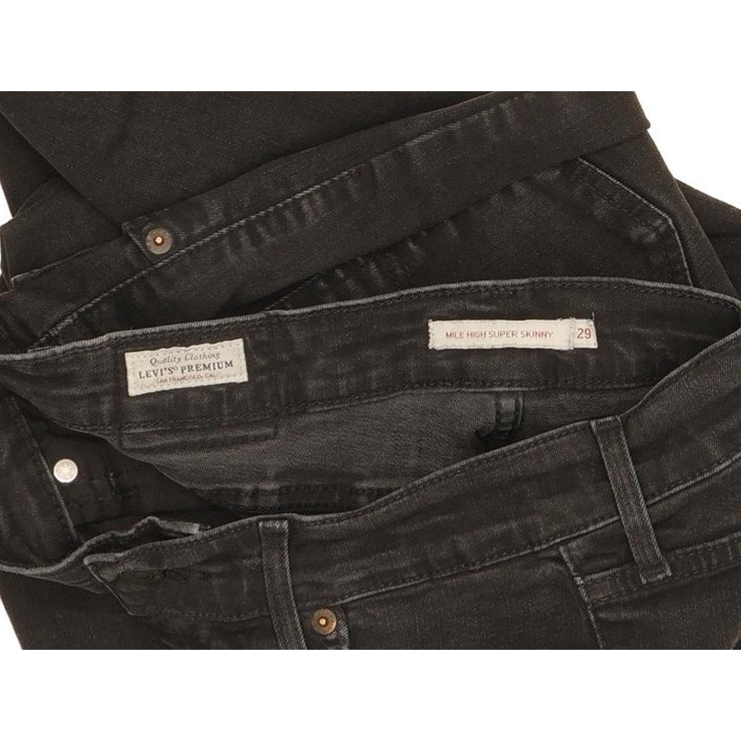 Levi's Mile Black Skinny Slim Stretch Jeans High Waisted W29 L29
