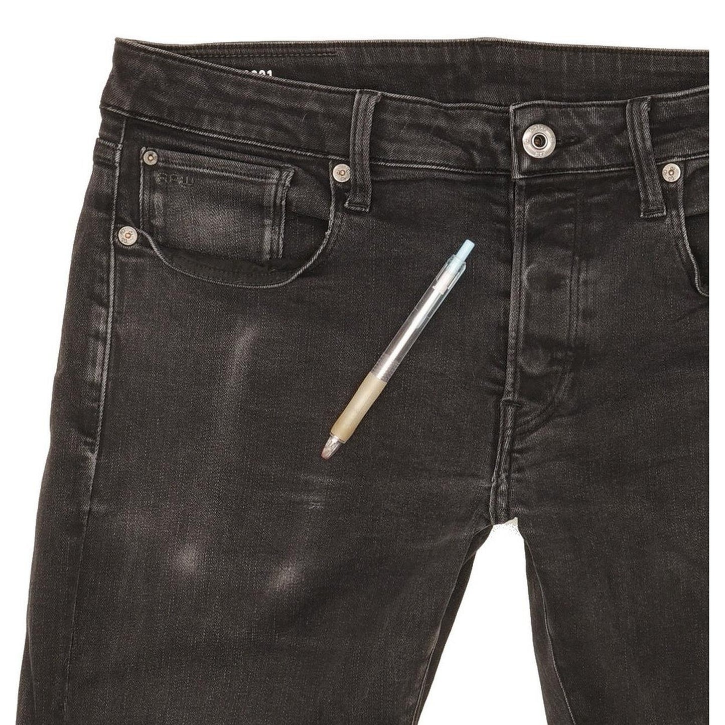 G-Star 3301 Men Black Straight Slim Stretch Jeans W32 L32
