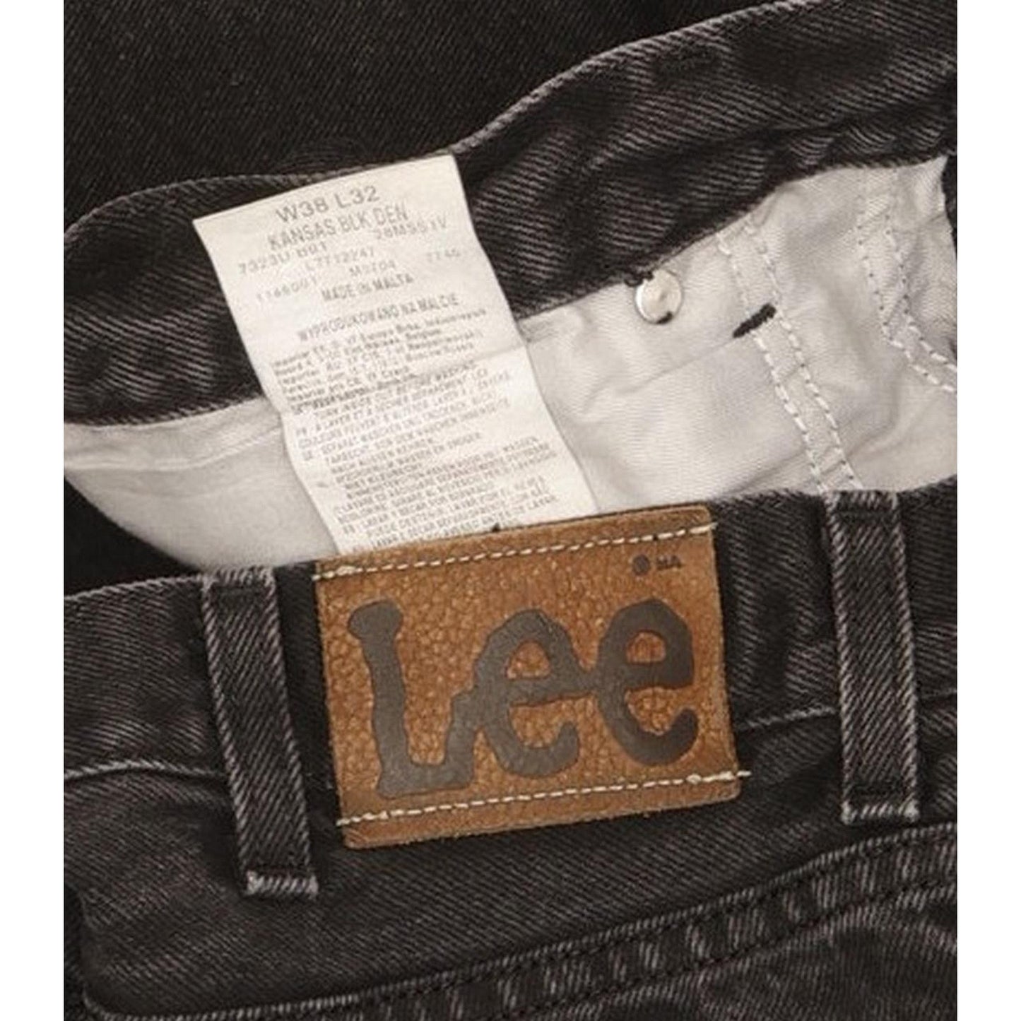 Lee Kansas Men Black Straight Regular Jeans W38 L30