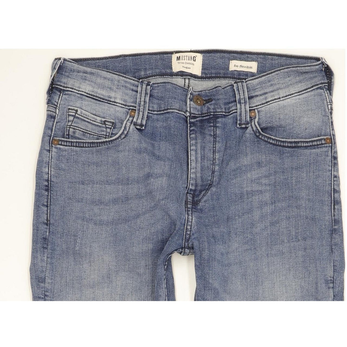 Mustang Vegas Men Blue Straight Slim Stretch Jeans W30 L32