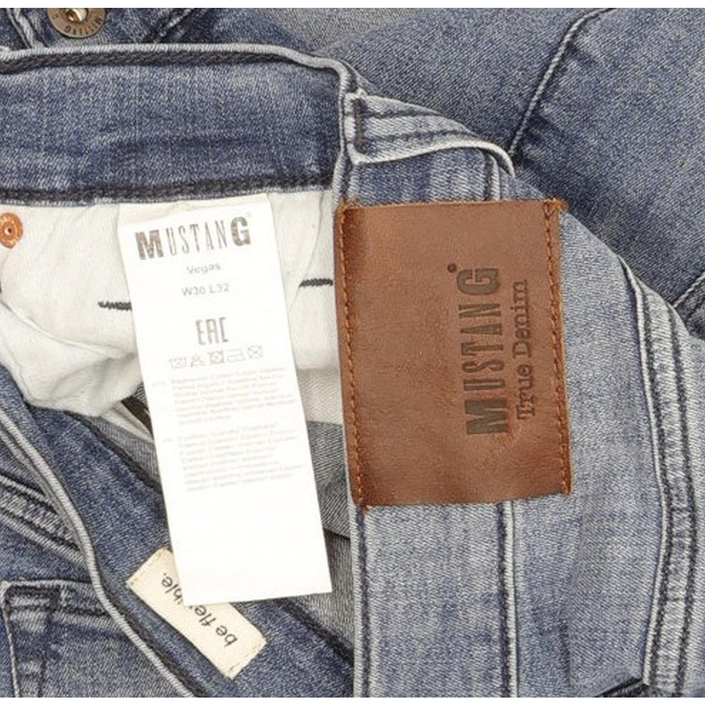 Mustang Vegas Men Blue Straight Slim Stretch Jeans W30 L32