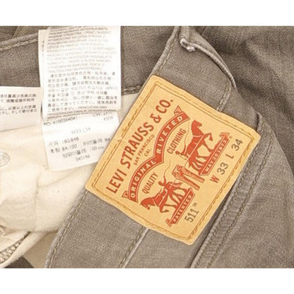 Levi's 511 Men Grey Straight Slim Stretch Jeans W33 L33