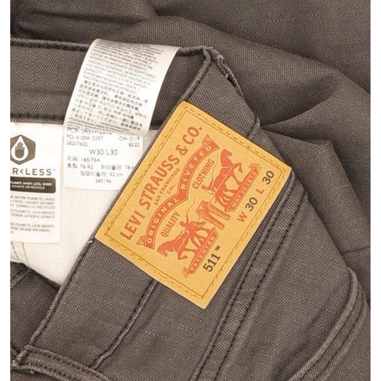 Levi's 511 Men Grey Straight Slim Stretch Jeans W30 L30