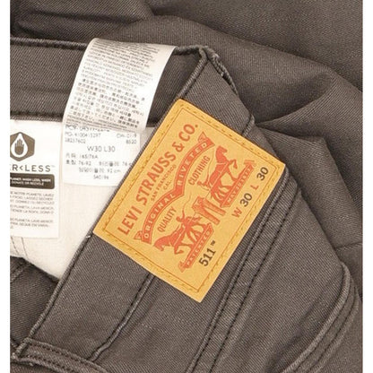 Levi's 511 Men Grey Straight Slim Stretch Jeans W30 L30