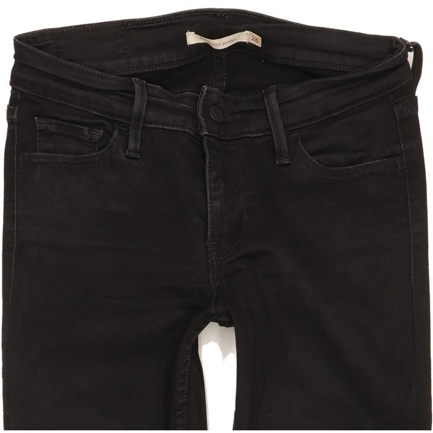 Levi's 710 Super Women Black Skinny Slim Stretch Jeans W26 L30