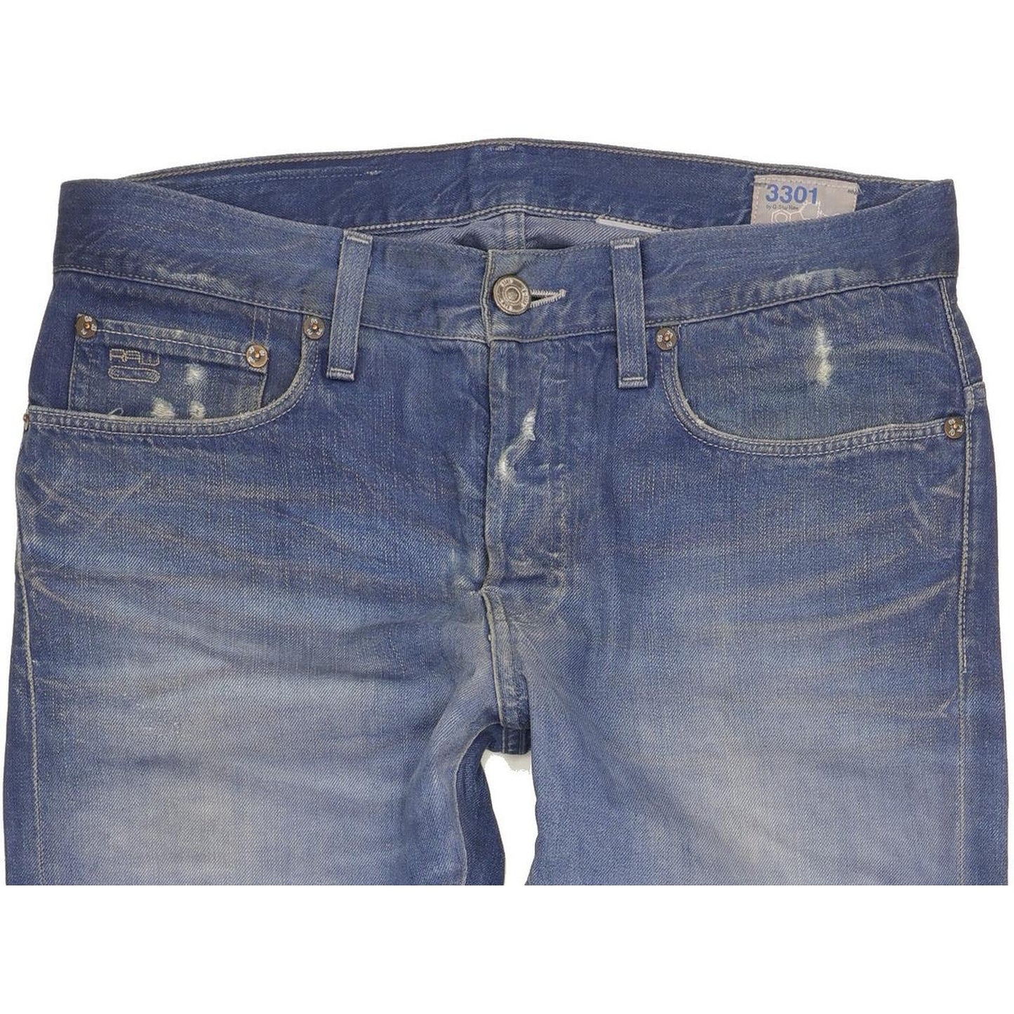 G-Star 3301 Men Blue Straight Slim Jeans W32 L32