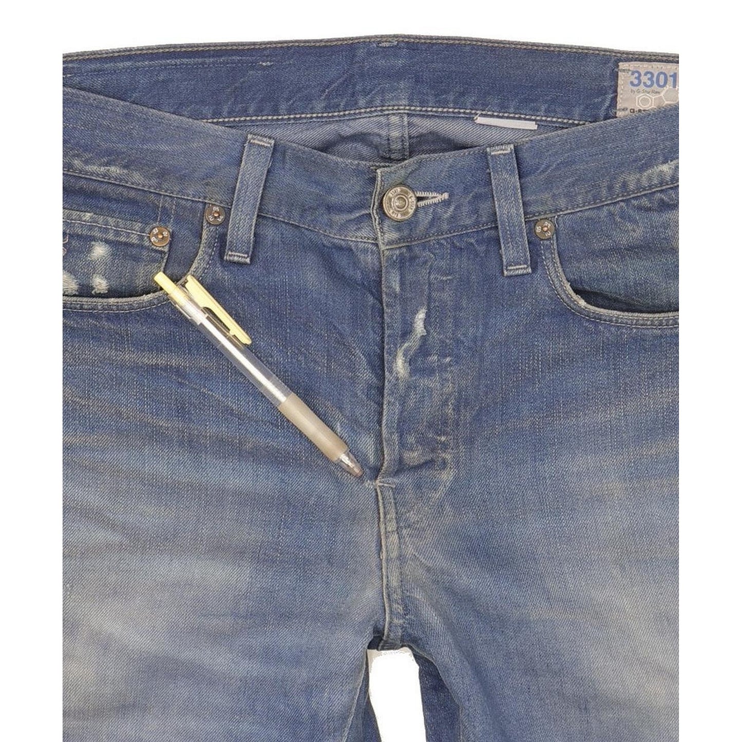 G-Star 3301 Men Blue Straight Slim Jeans W32 L32