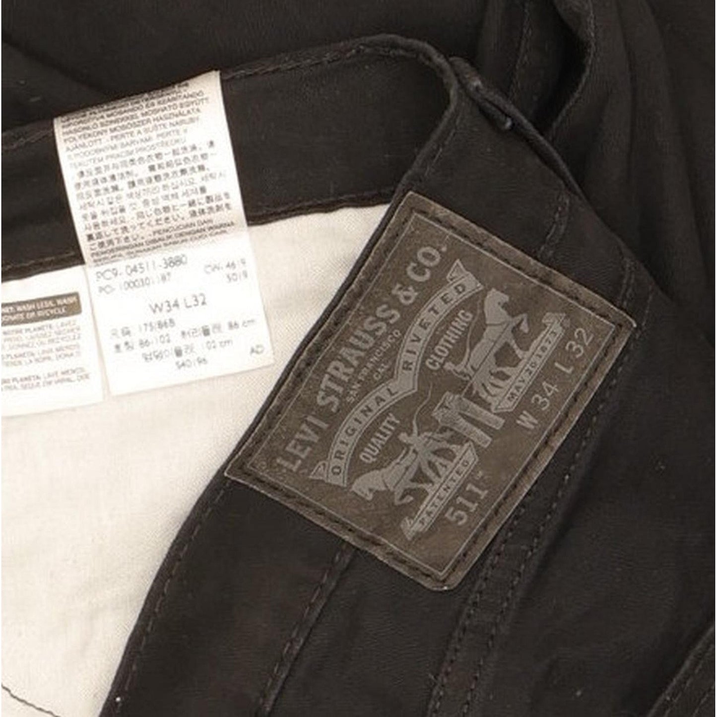 Levi's 511 Men Black Straight Slim Stretch Jeans W34 L31