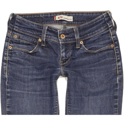 Levi's 470 Women Blue Straight Slim Stretch Jeans W28 L31